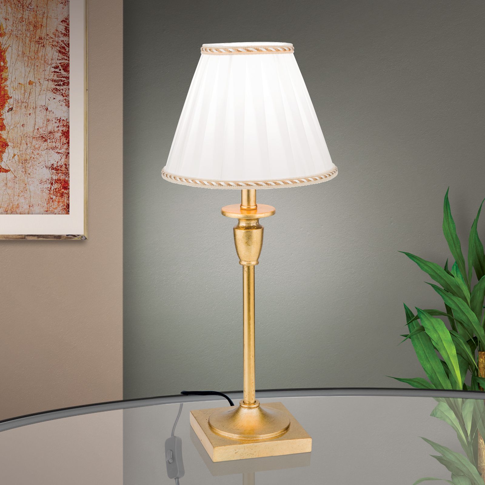 Tischlampe FONSA, Antikgold, H43cm