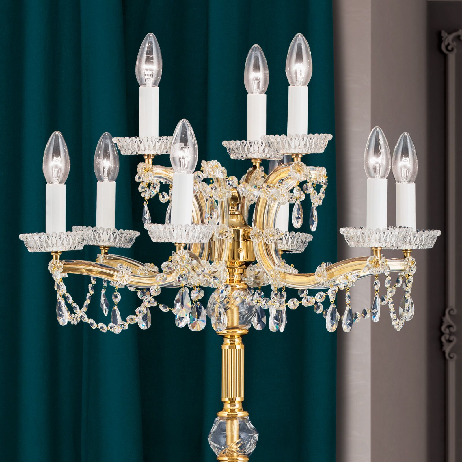 Floor lamp MARIA THERESIA, 9-flames, gold | 120.0802