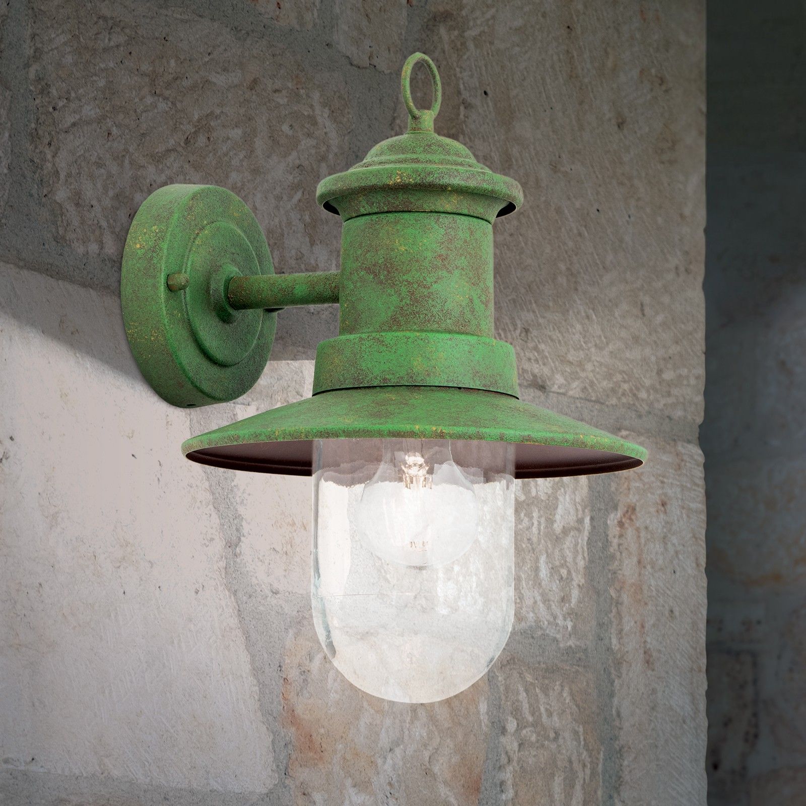 Venkovní nástěnné svítidlo LEONIE, vintage/zelené