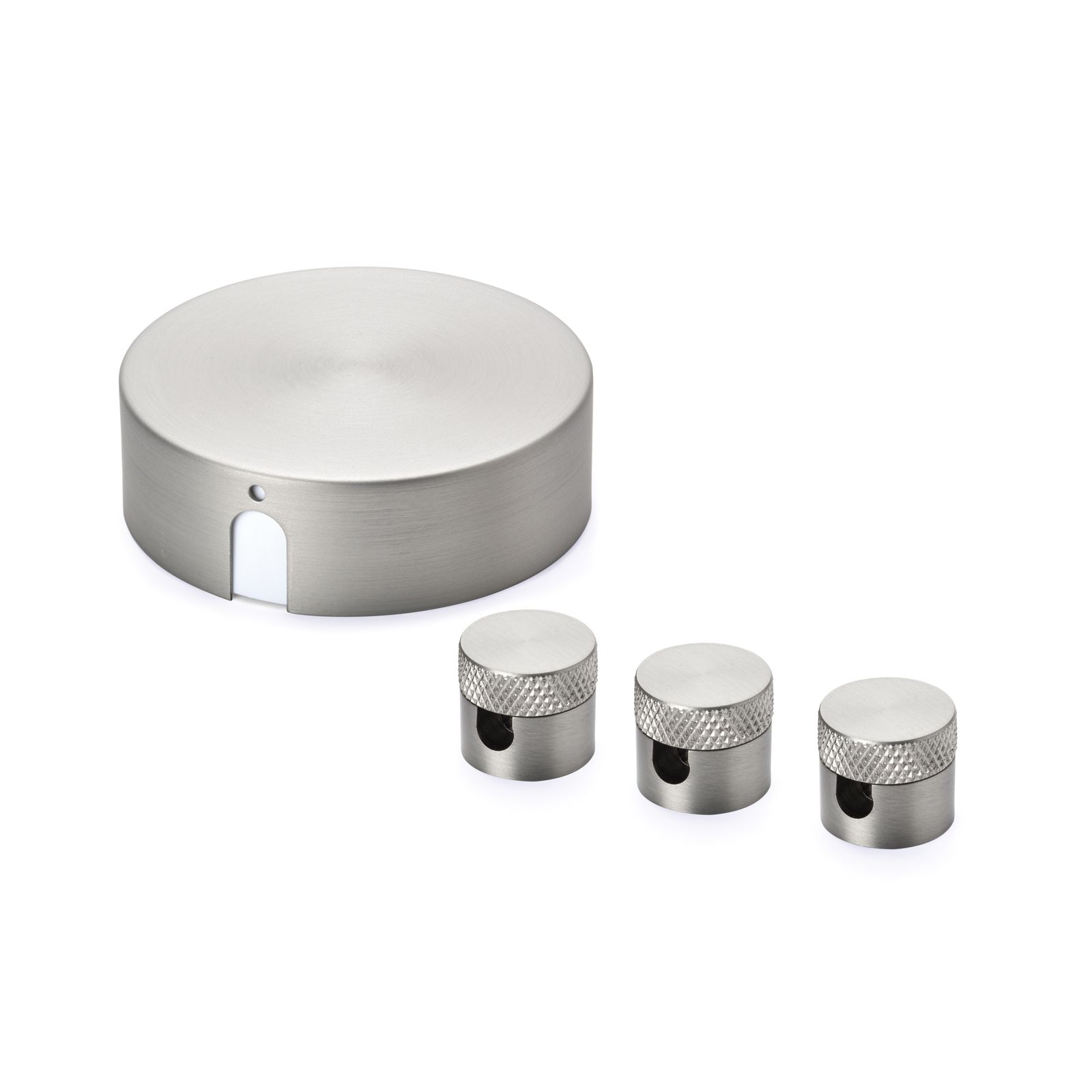 Distribution canopy set incl. 3 ceiling pins, metal, matt nickel