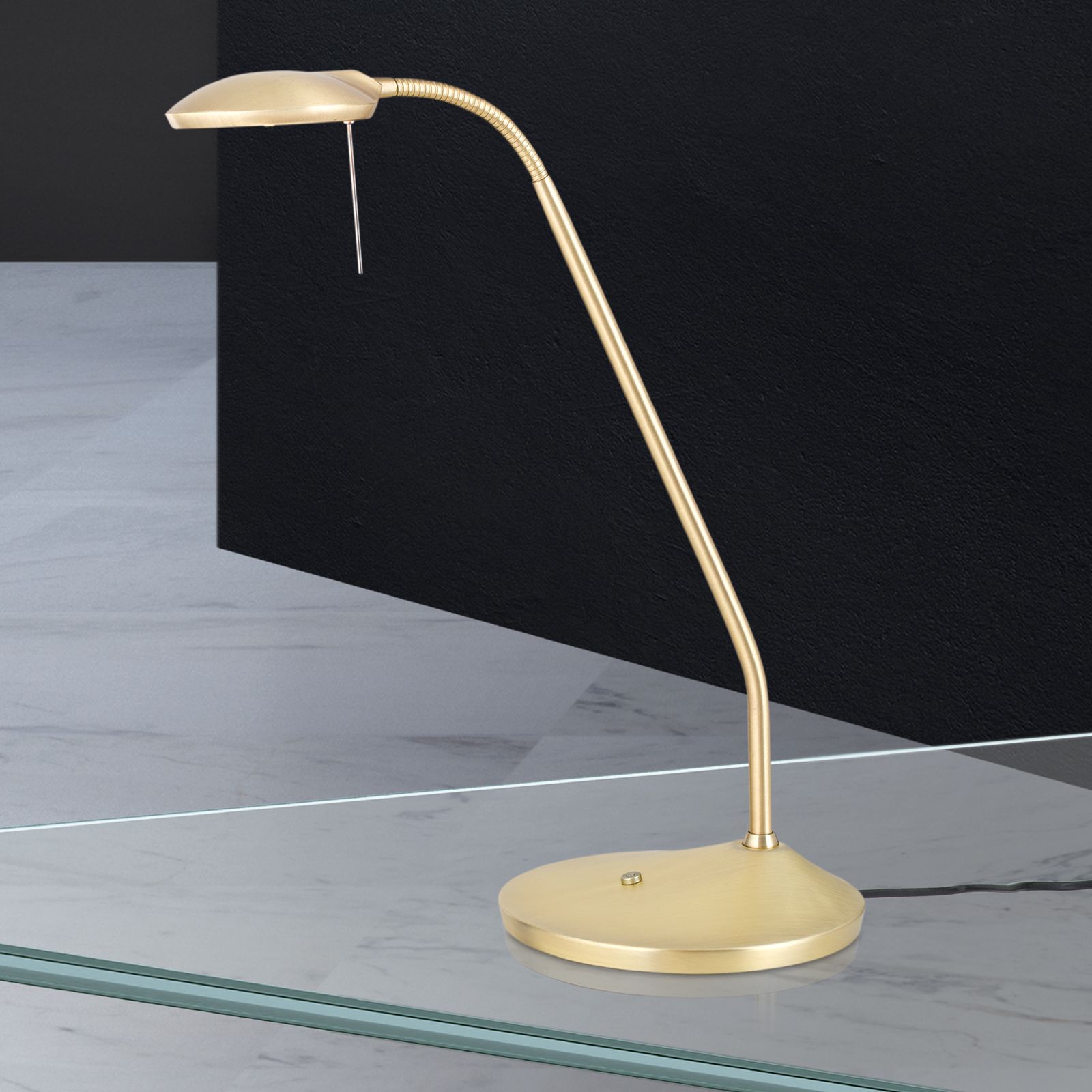 LED table lamp COBRA, brass matt