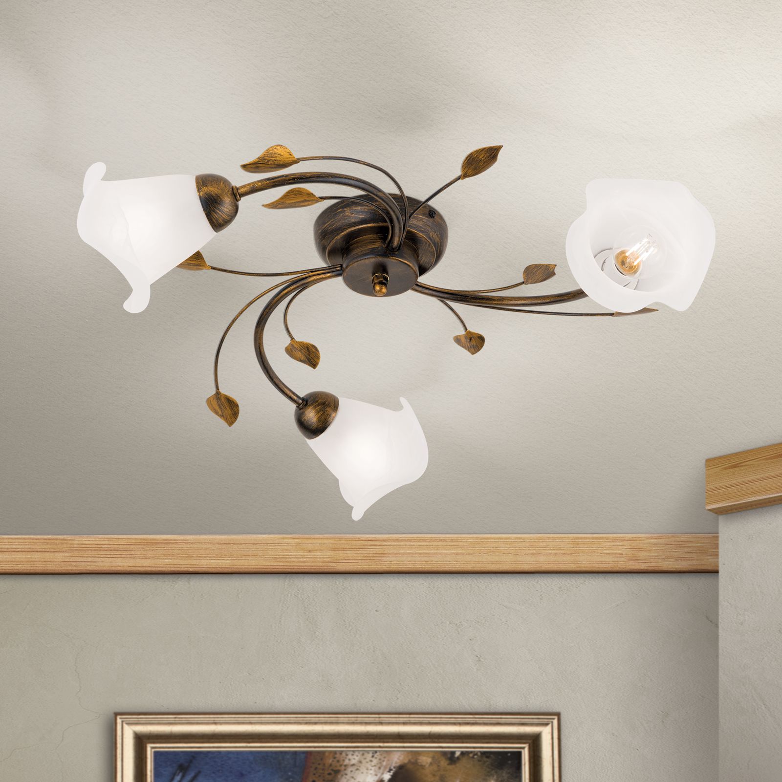 Deckenleuchte SISI, dreiflammig, Antik