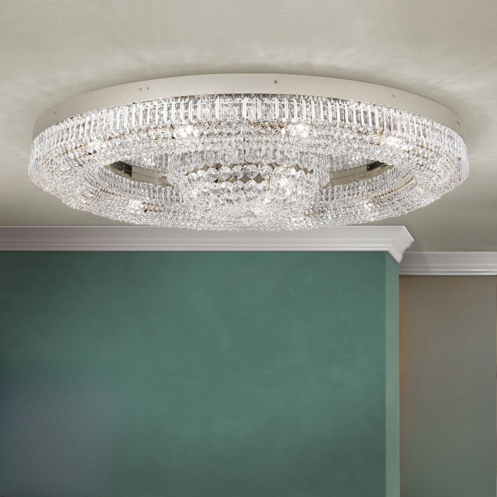 Ceiling chandelier SATURN, chrome, 120 cm