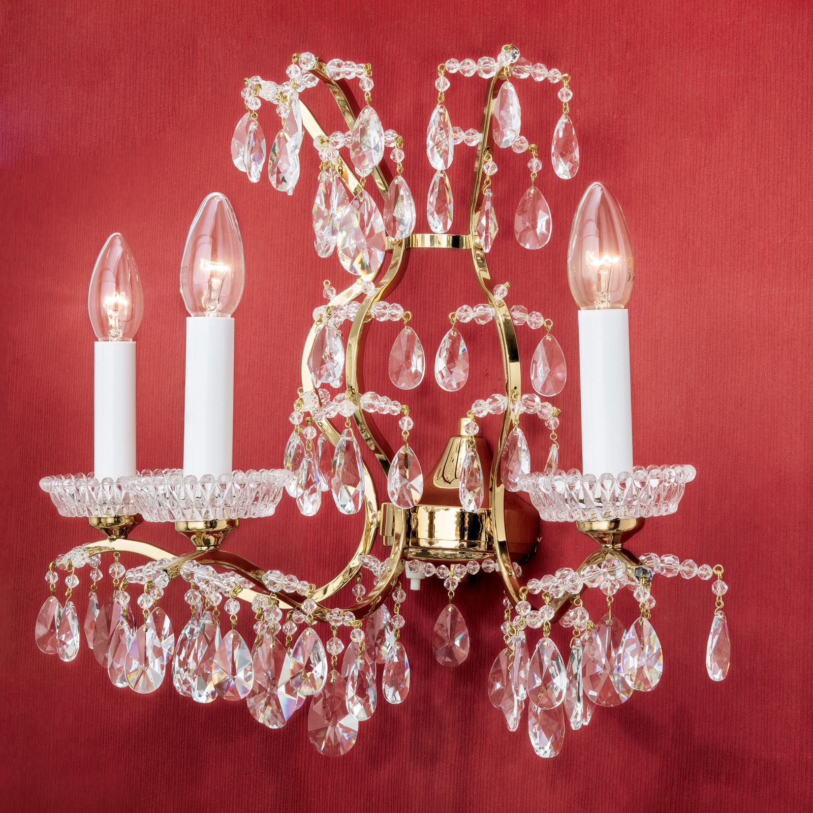 Wall light HIROHITO, 3-flames, gold