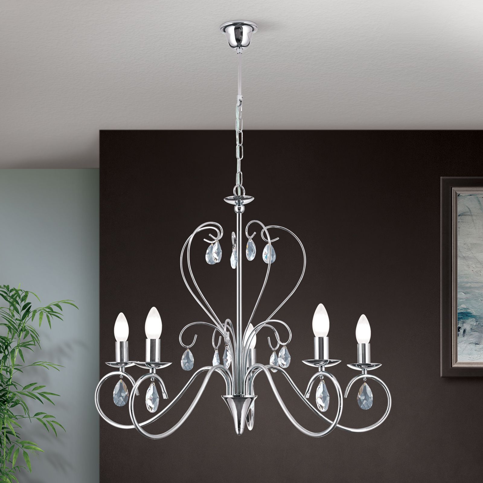 Luster ALESSIA, 5-flammig, Chrom