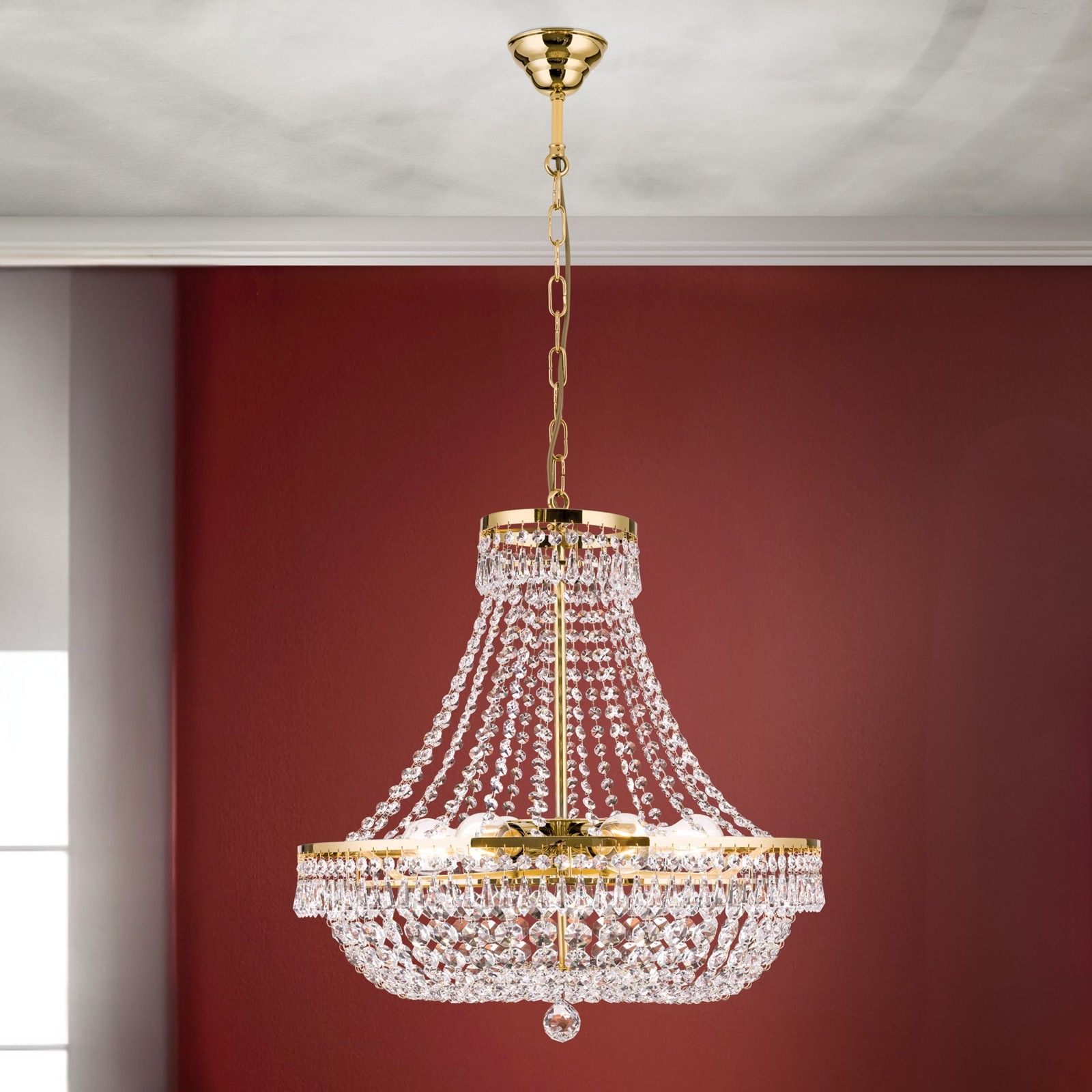 Sheraton chandelier, 55cm, 24K gold plated