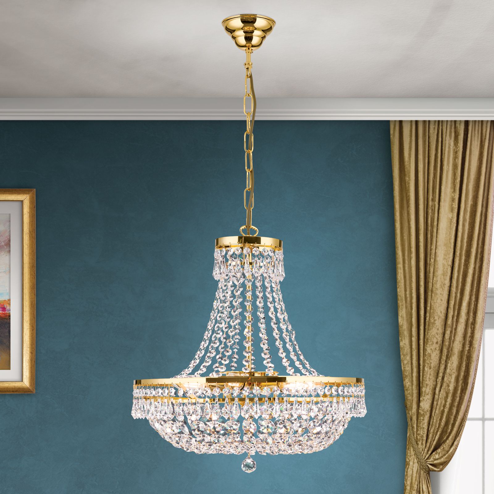 Sheraton chandelier, 45cm, 24K gold plated