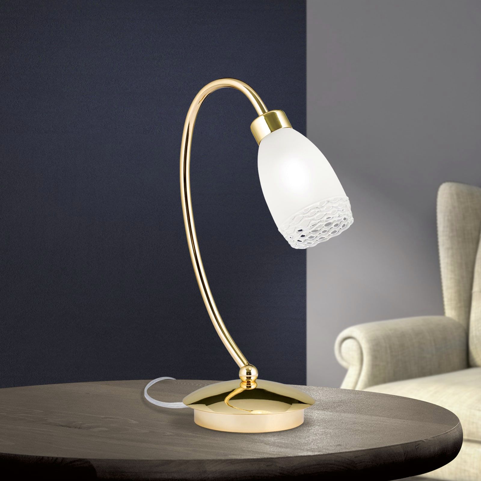 CARLA table lamp, shiny brass