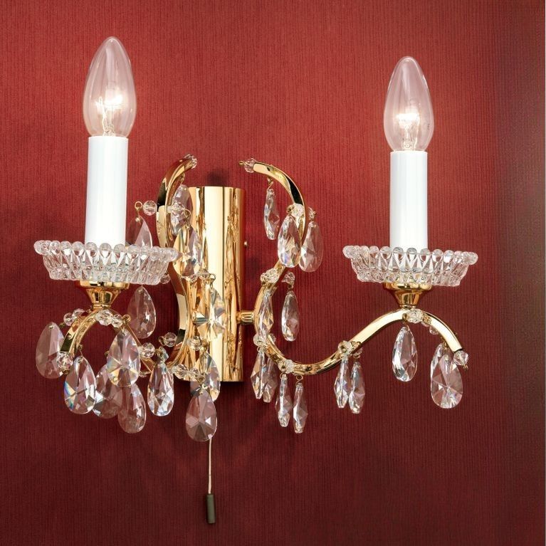 Wall light HIROHITO, 2-flames, gold