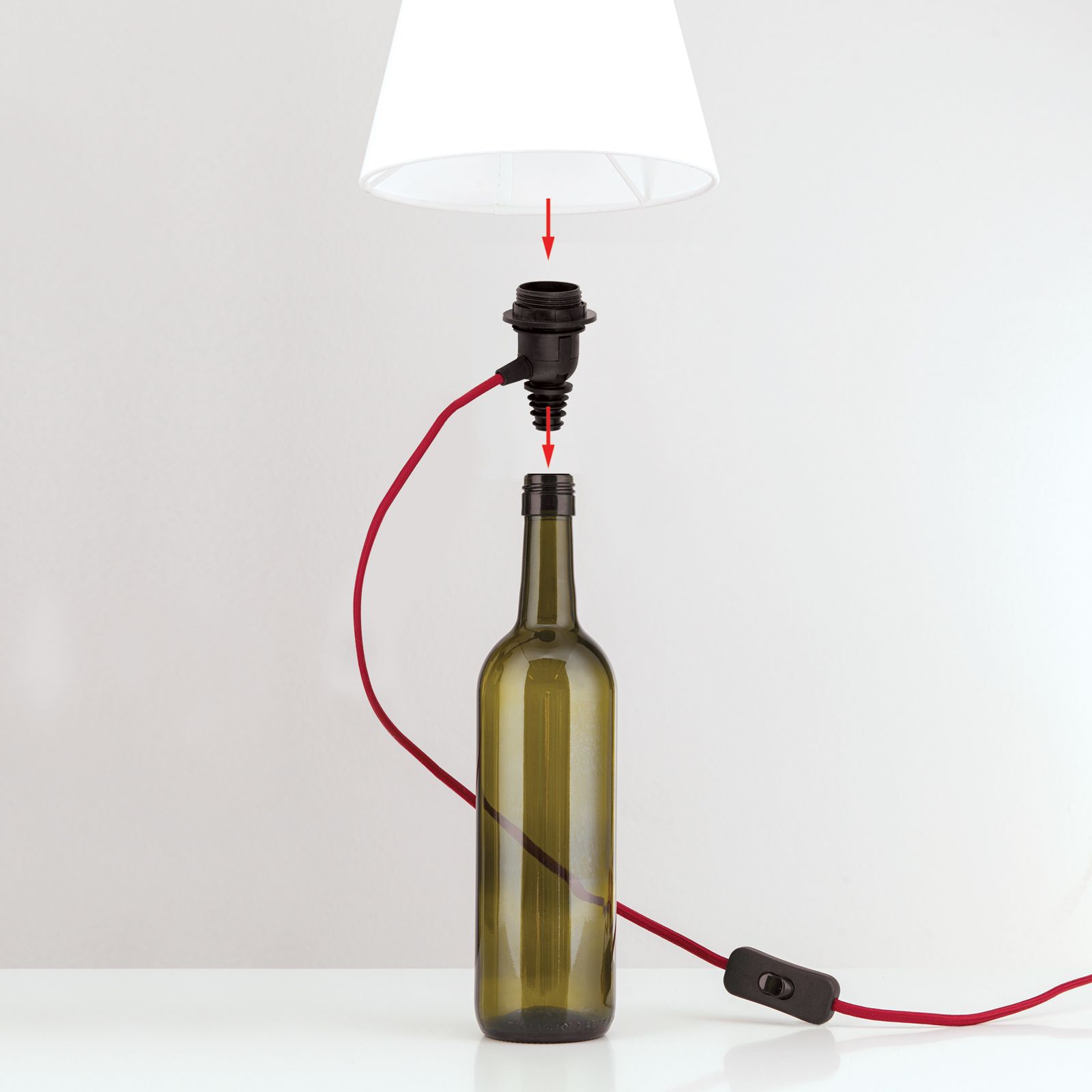 Fassung BOTTLE für DIY-Leuchte, bordeaux