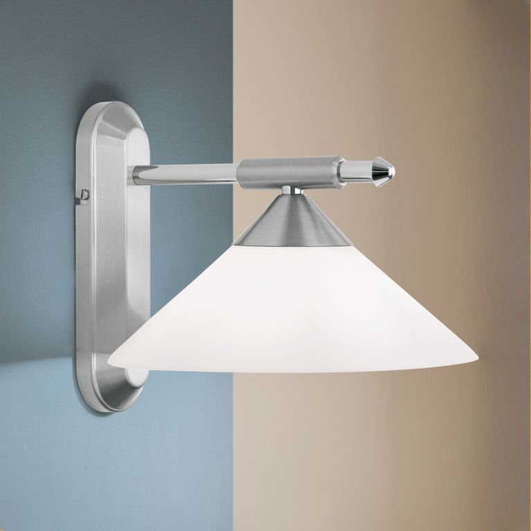 ARTDESIGN Wall Lamp with opal glass shade, satin chrome finish