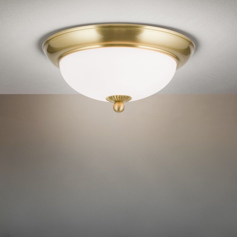 Ceiling light EMPIRE, 26cm, satin brass finish, matt opal glass