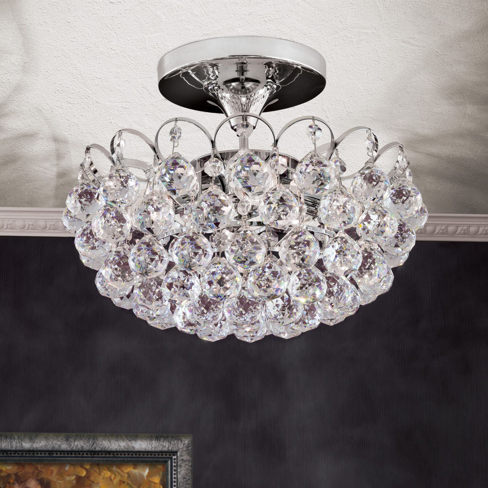 Ceiling chandelier KRISTALL KLASSISCH, 40 cm, chrome