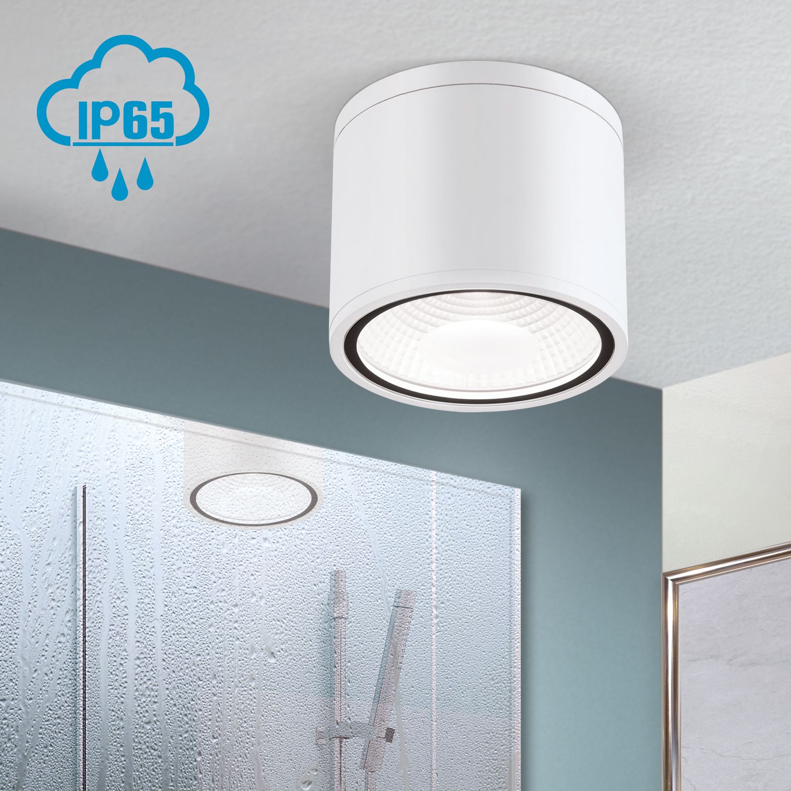 LED-Deckenaufbaustrahler SPUTNIK, IP65, Weiß, Ø 14,5cm