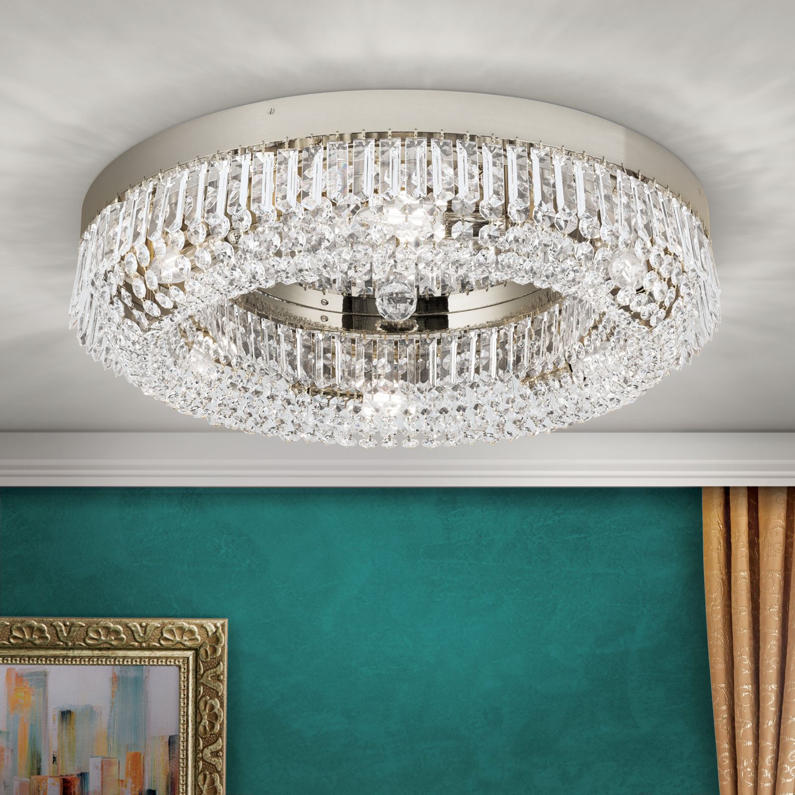 Ceiling lamp SATURN, chrome, 60 cm