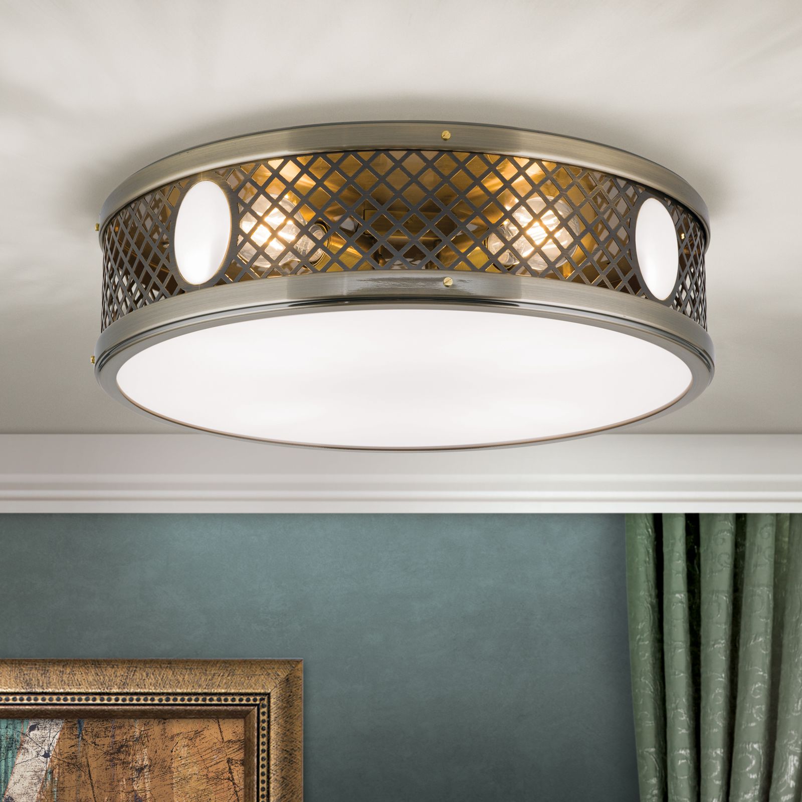 Runde Deckenleuchte ALT WIEN, Patina, 53cm