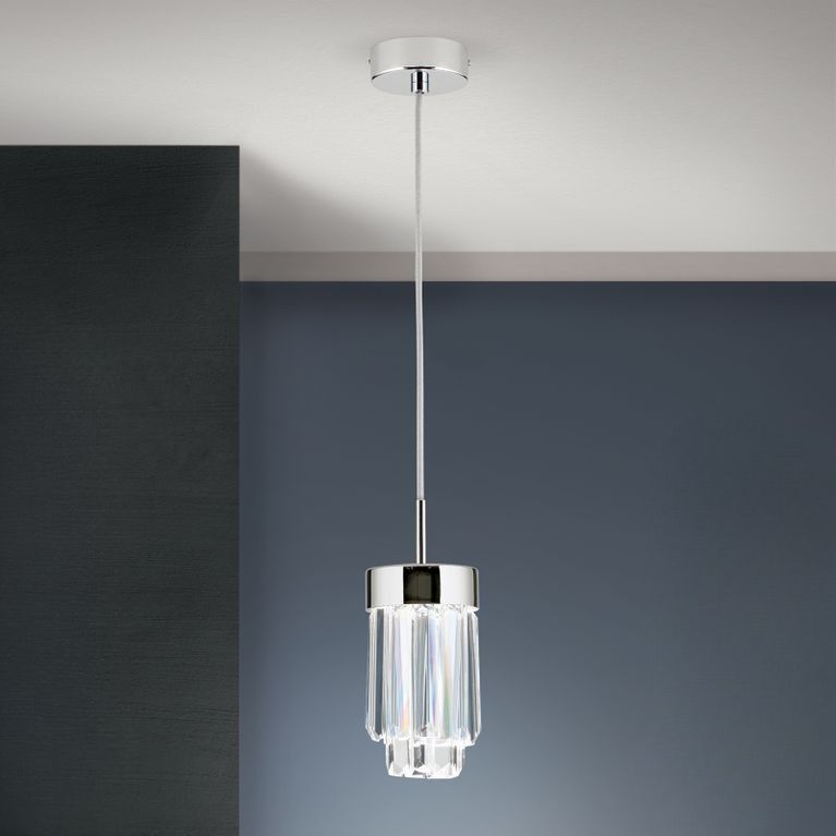 LED crystal pendant lamp PRISM, chrome