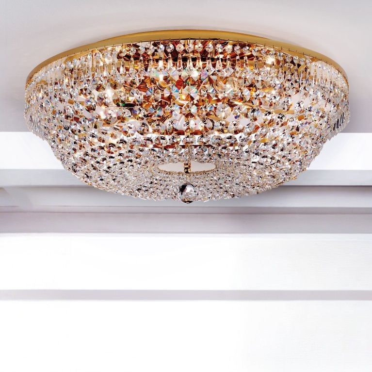 Sheraton ceiling light, 65cm, 24K gold plated