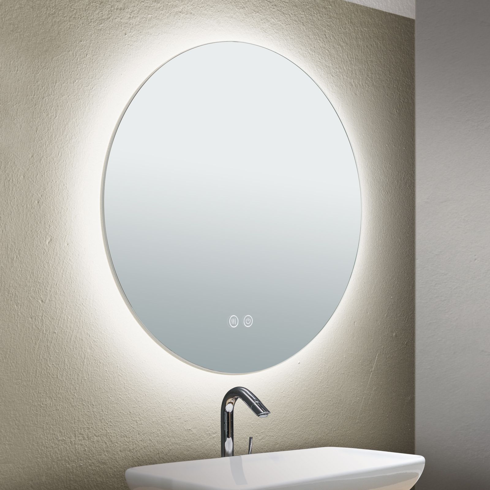 LED mirror FOCUS, Ø45cm, with tarnish protection