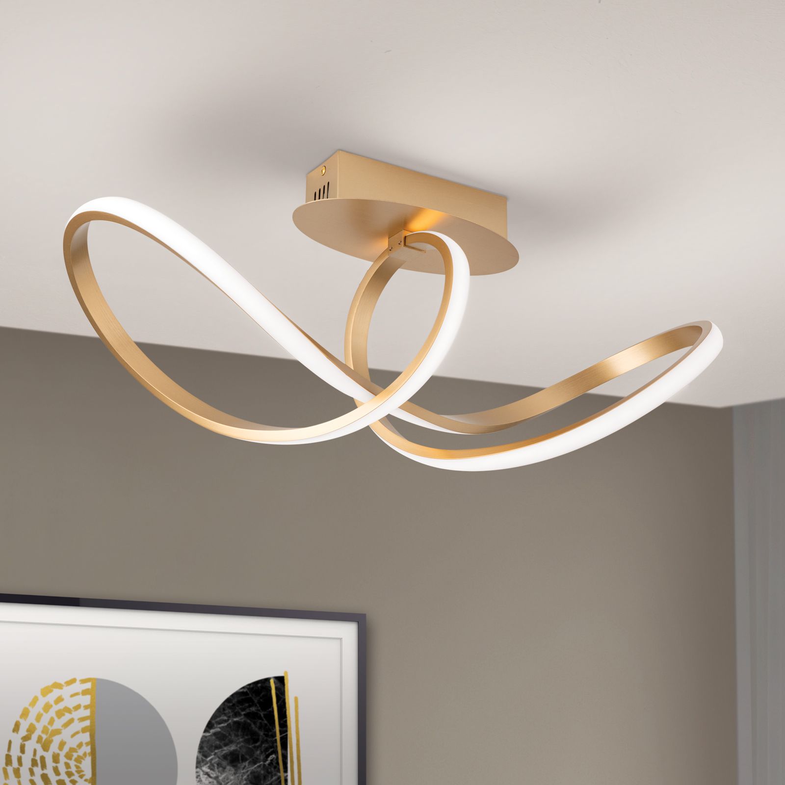 LED ceiling chandelier CIRCUS, matt brass
