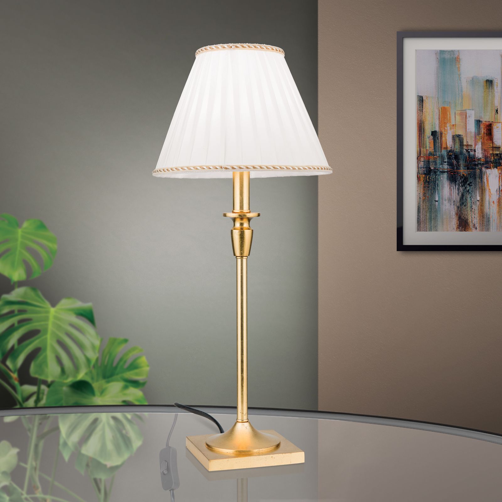 Tischlampe FONSA, Antikgold, H61cm