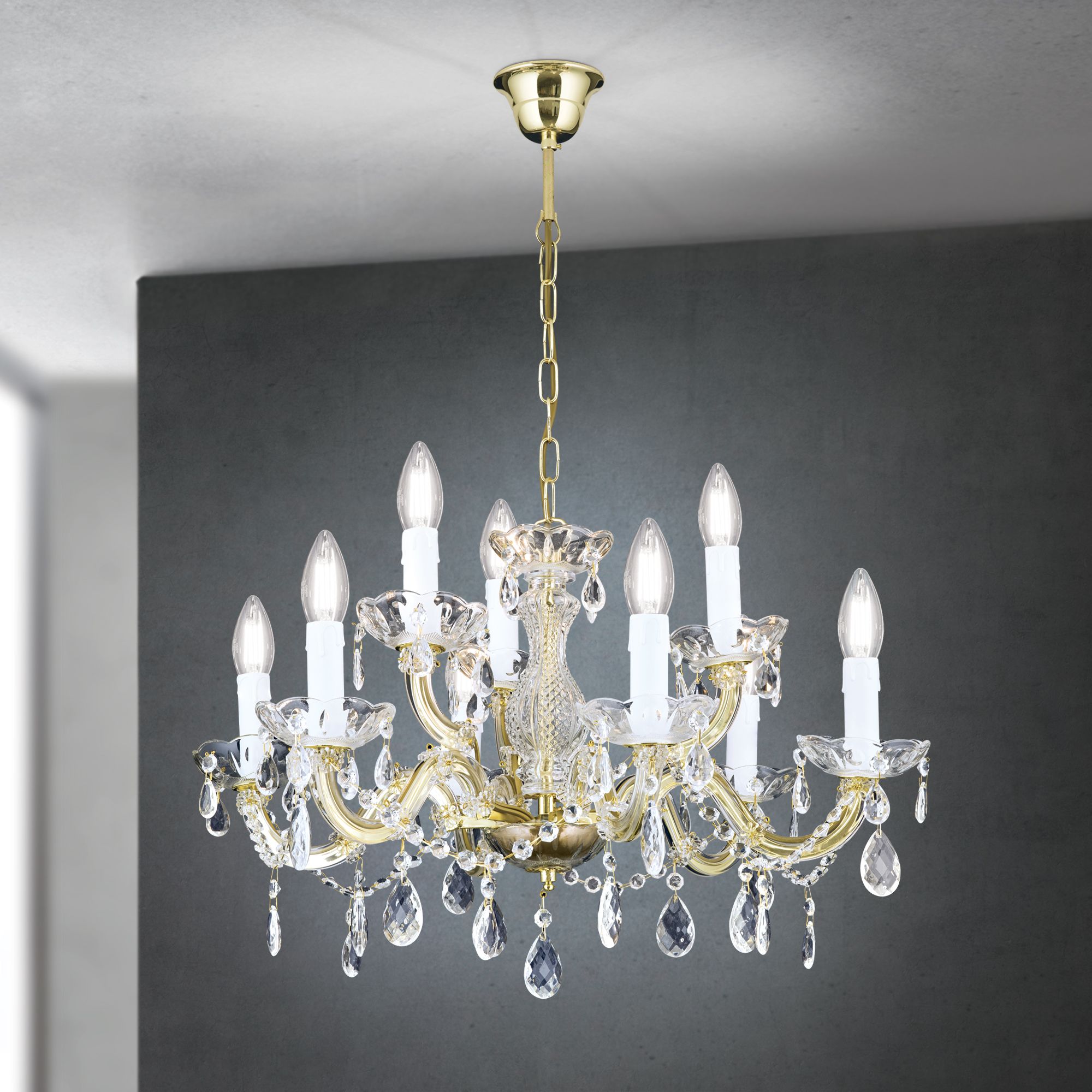 Luster MARIE CLAIRE, 9-flammig, gold