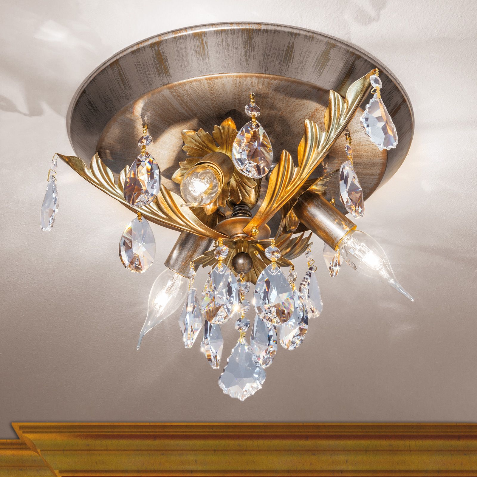 Deckenleuchte MIRAMARE, 3-flammig, Silbergold