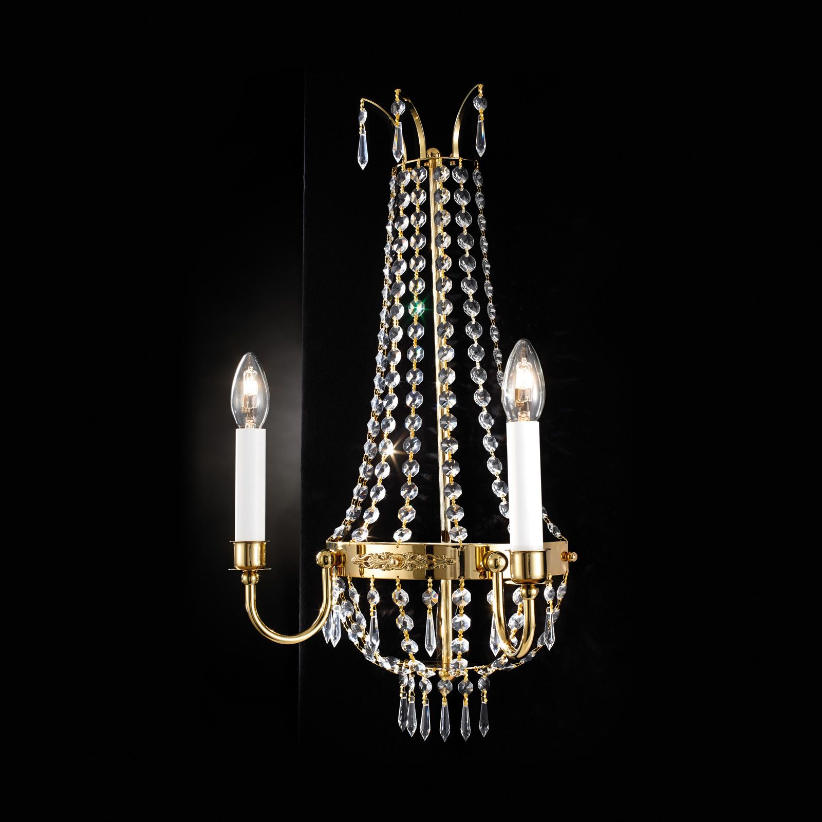 Wandarm EMPIRE CRYSTAL, 2-flammig, gold