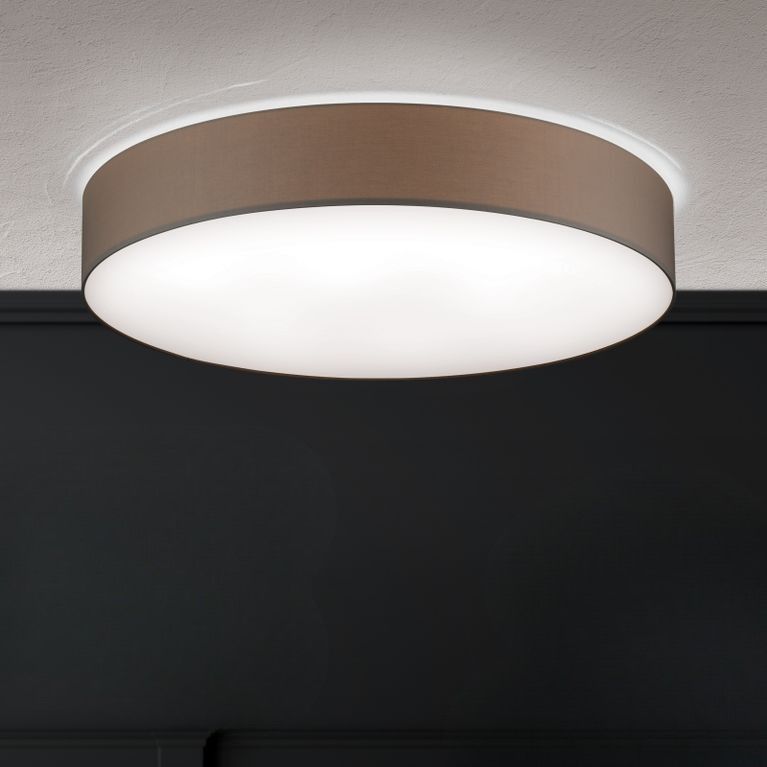 LED-Deckenleuchte SHADE, mit zylindrischem, braunem Schirm, Ø 80cm