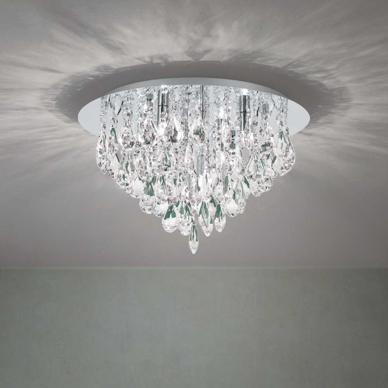 Crystal ceiling lamp CELESTE, chrome, 45cm