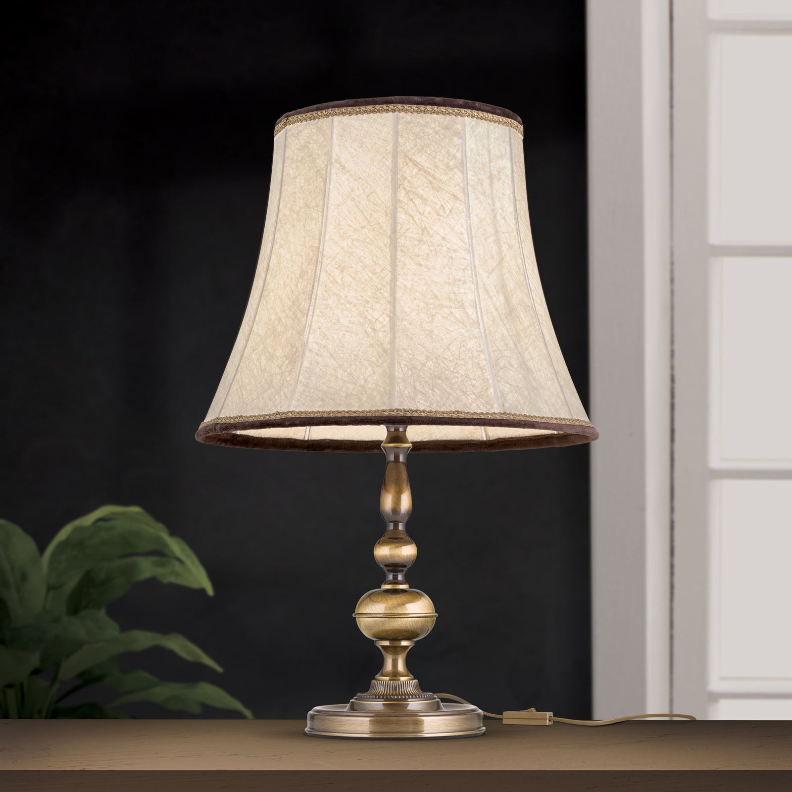 Table lamp FLÄMISCH, patina, D40cm