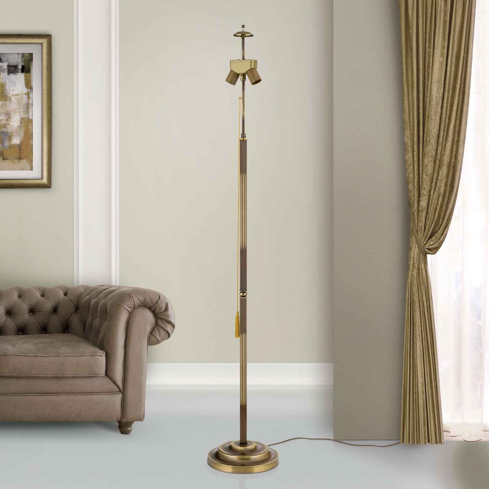 Stehlampe, Patina, ohne Schirm, 155,5 cm