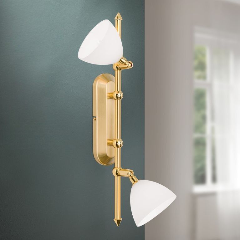 Strahler OPALDESIGN, 2-flammig, Gold-matt, mit Opalgläsern