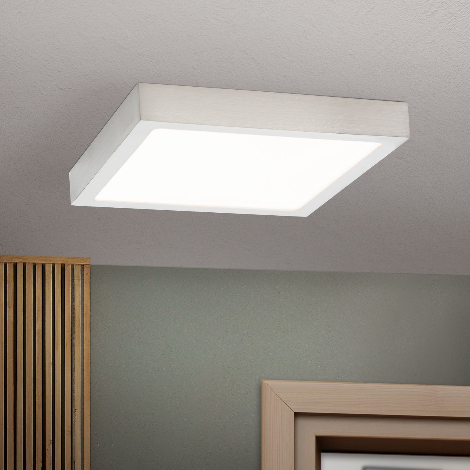 LED ceiling light LERO, titanium, angular, 18cm
