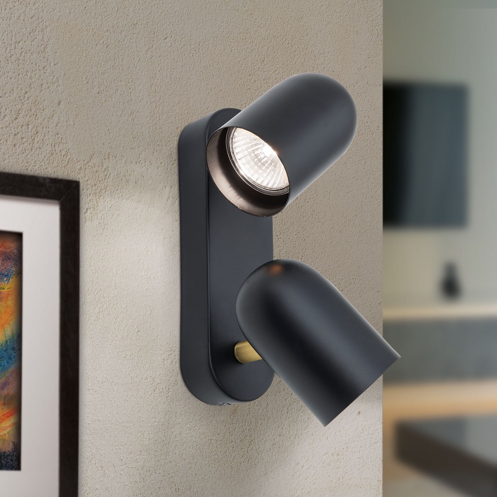 Spotlight BRADLEY, 2-flames, black/brass