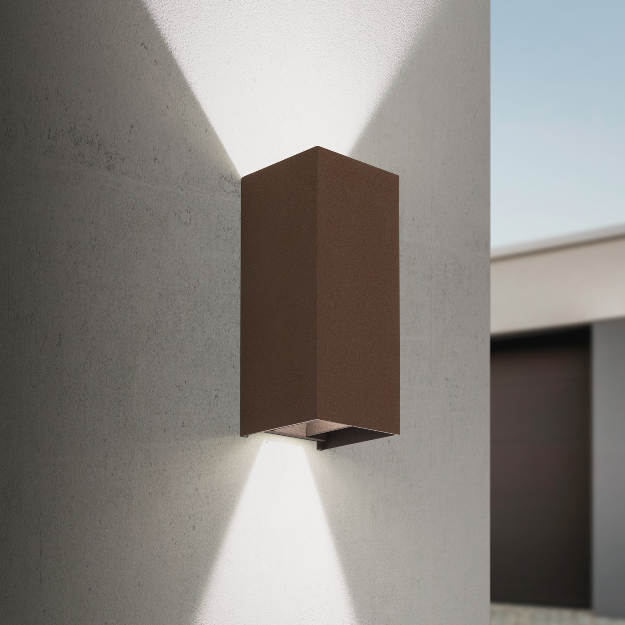 KNOP LED outdoor wall light, Corten steel
