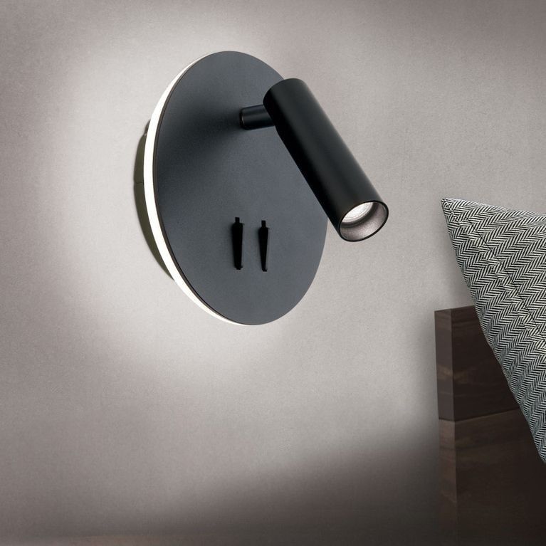 LED wall light LENNY, black