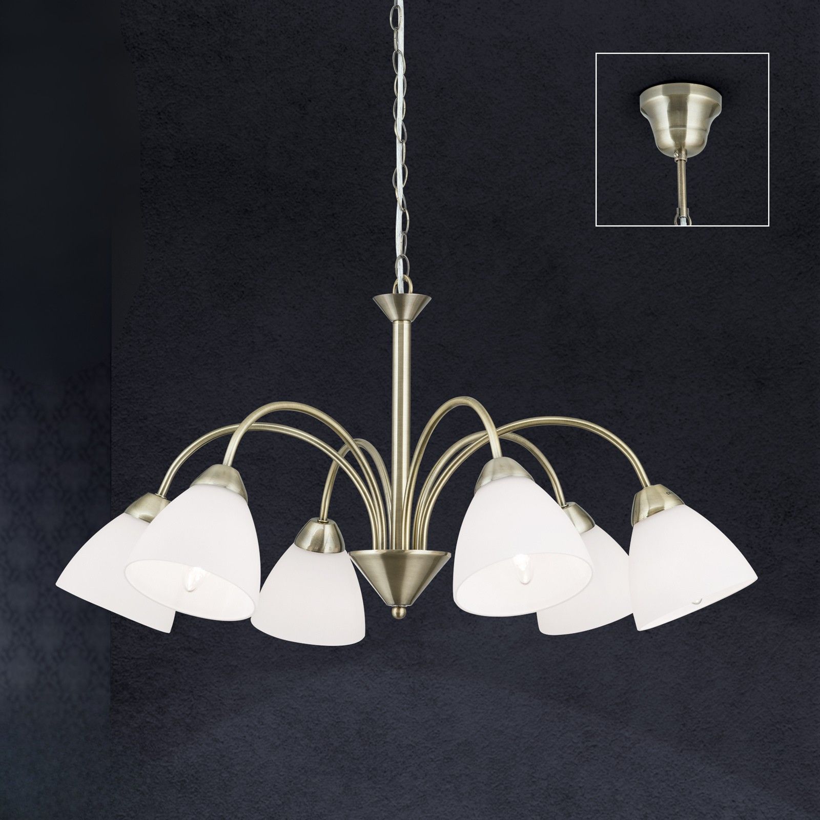 Chandelier SUSAN, 6-flames, Patina