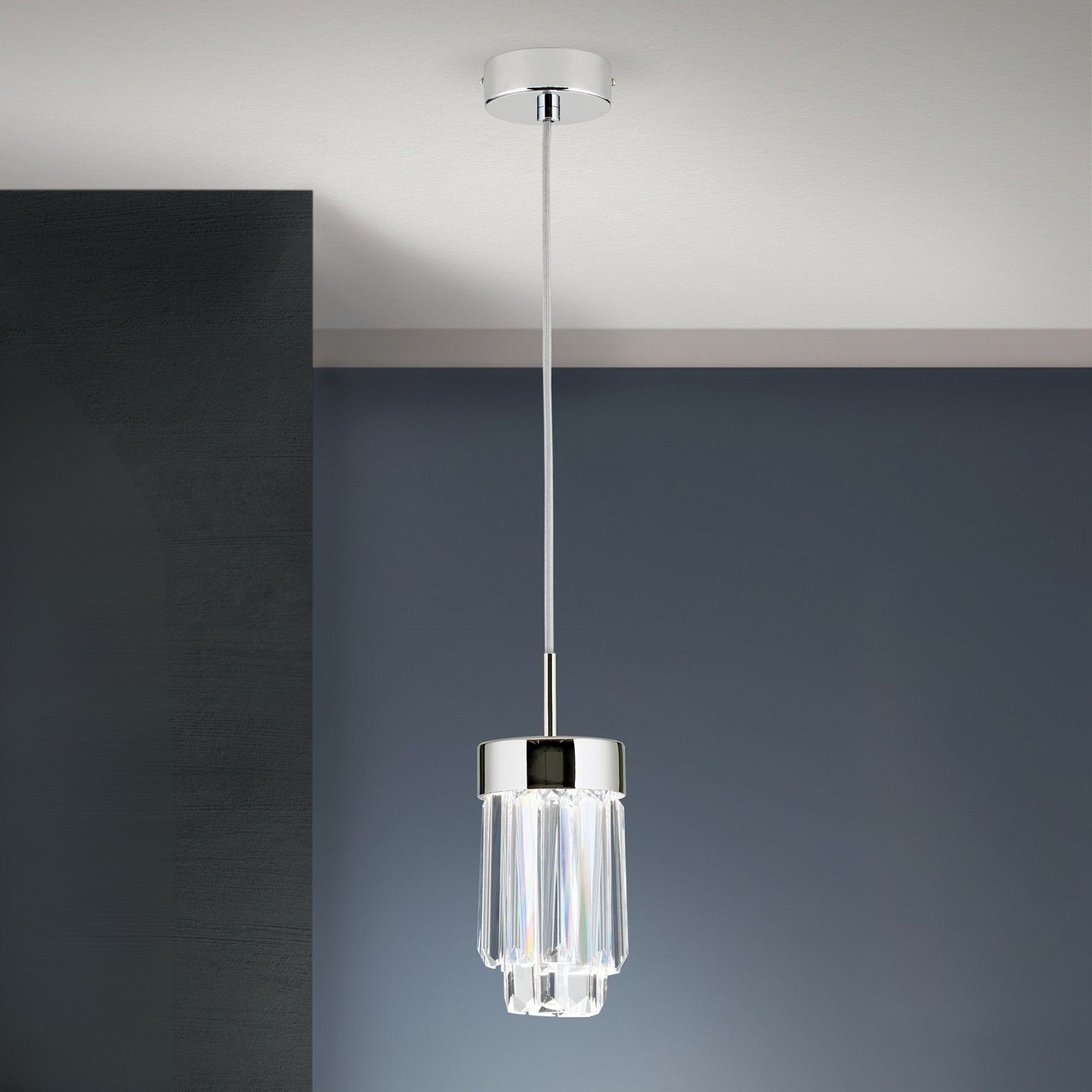 LED-Kristallhängeleuchte PRISM, chrom