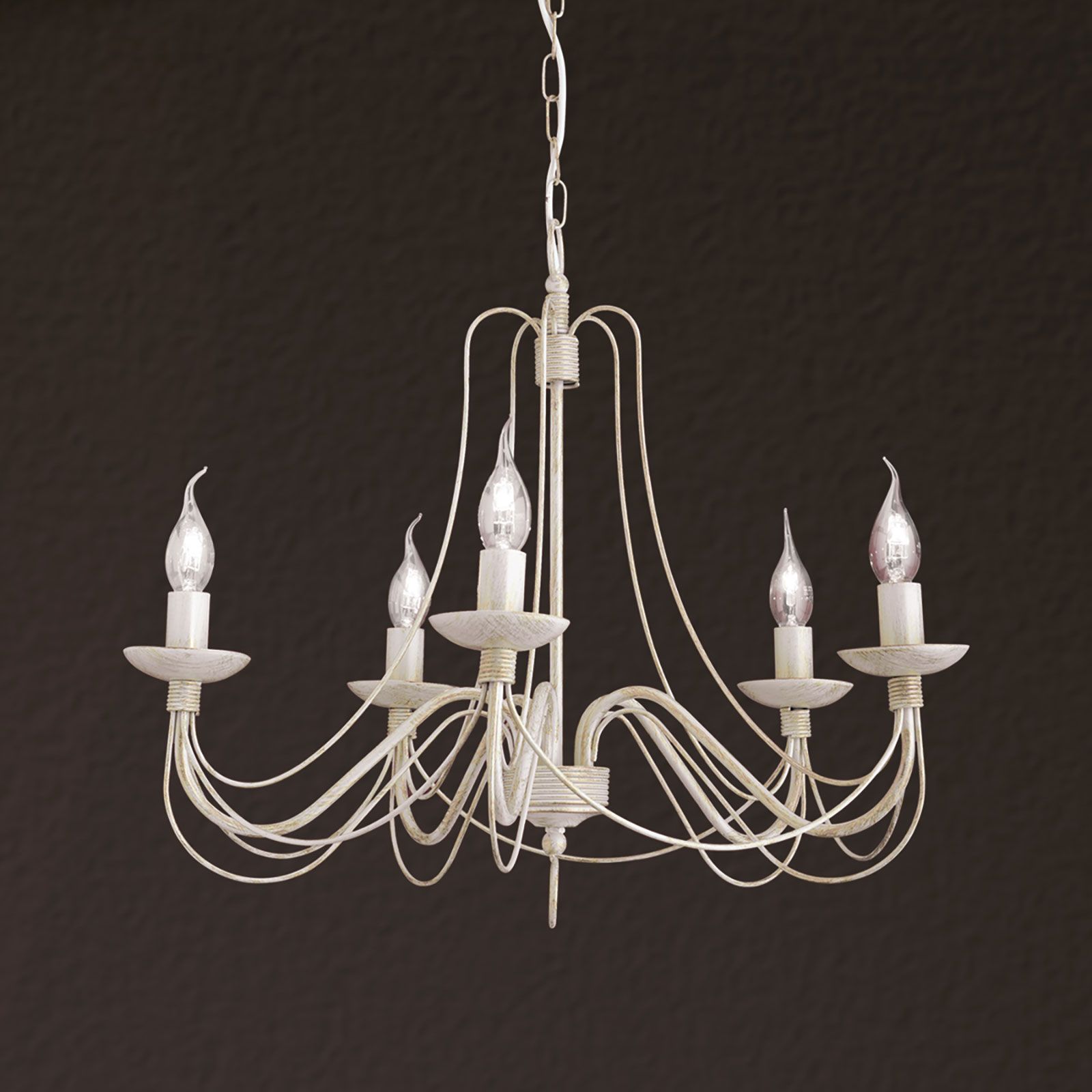 Chandelier VELA, 5 lamps, ivory finish