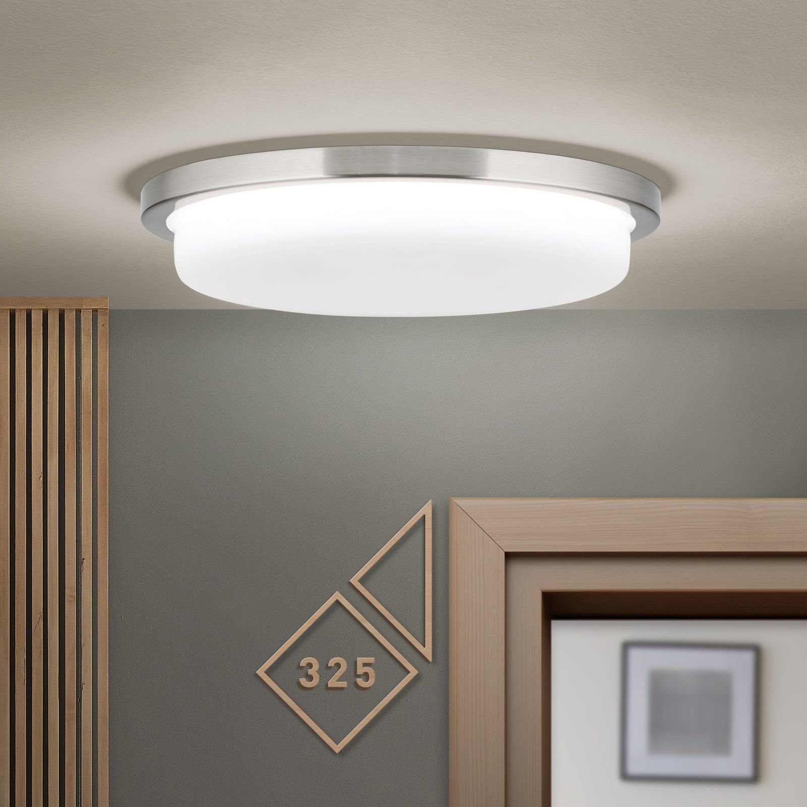 LEROX LED Ceiling Light, satin chrome finish, Ø 30cm
