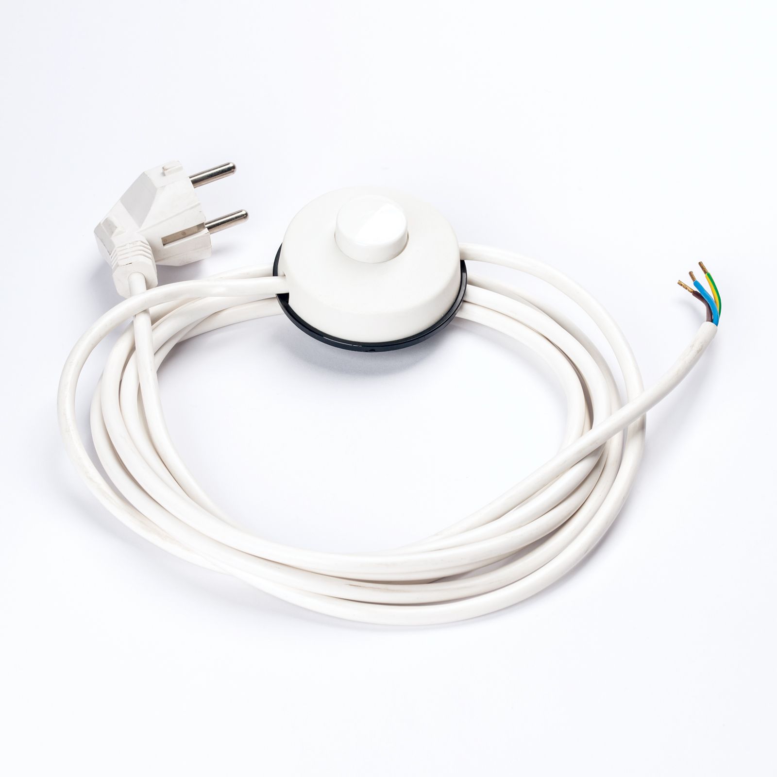 Power cord foot step switch 300/30cm, Schuko, white