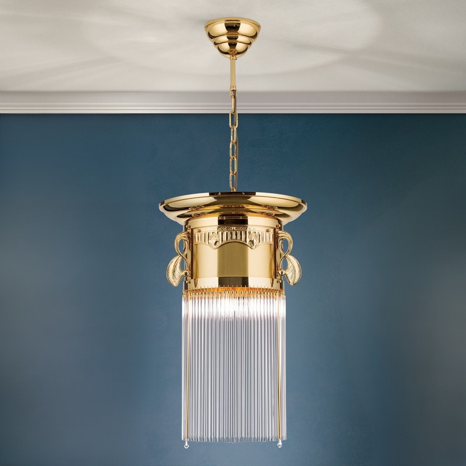 Hängeleuchte ADELE, Gold, mit Stäbchen, 37cm