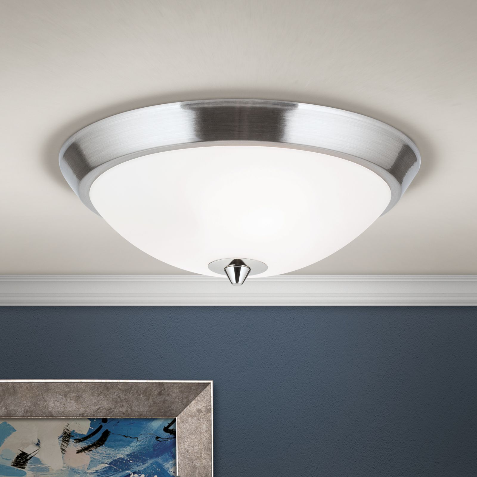 Stropní svítidlo OPALDESIGN, saténové, s opálově matným sklem, 24cm