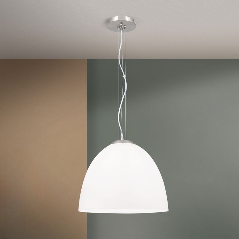 Hängeleuchte Cone, Satin, mit alaskafarbenem Glas, 40cm