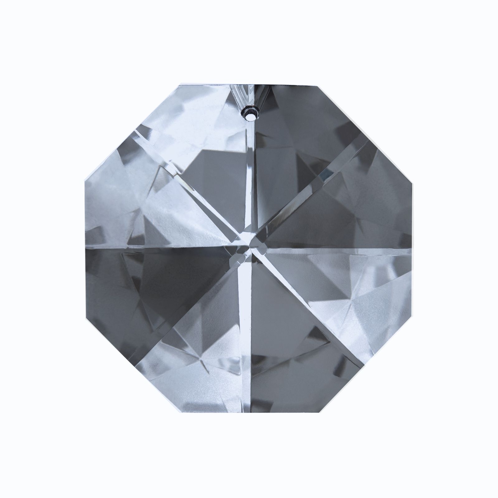 Chandelier crystal octagon T with 1 hole, lead glass, 16mm