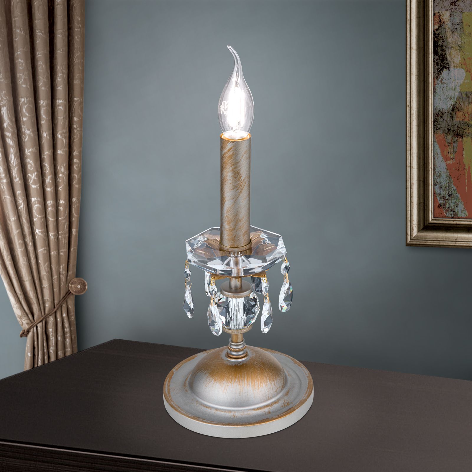 Tischlampe MIRAMARE, silbergold, 1-flammig