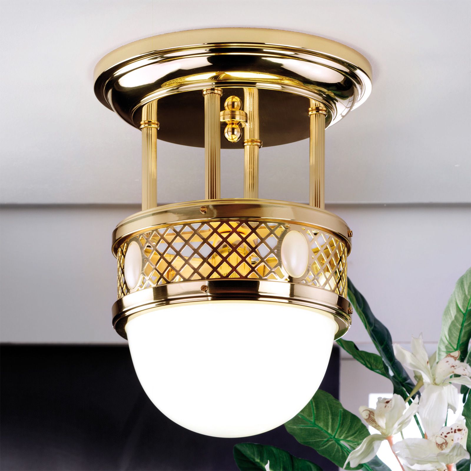 Abgehängte Deckenleuchte ALT WIEN, Messing glänzend, 29cm