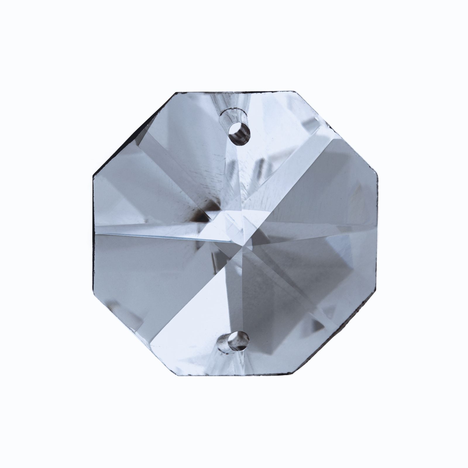 Chandelier crystal octagon T with 2 holes, lead glass, 14mm