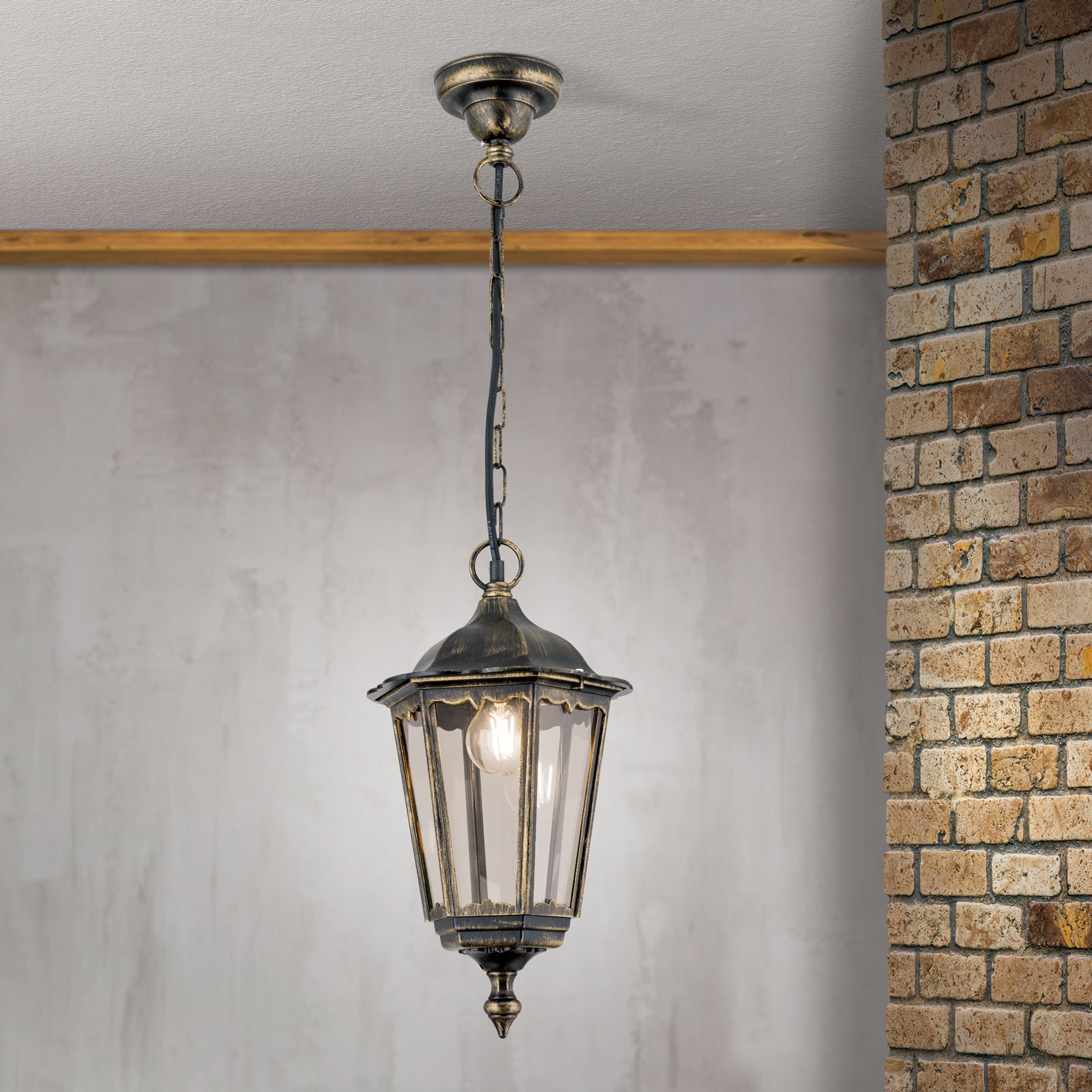 Außenhängeleuchte PUCHBERG, Schwarz-Gold